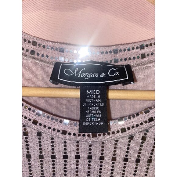 Morgan & Co. Mauve Silver Sequin Long Sleeve Midi Dress Glam New Years Party - Picture 3 of 5